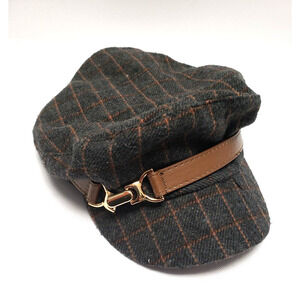 International Concepts Women's Windowpane-Plaid Elastic Cap/Hat Grey